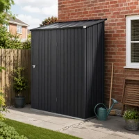 Outsunny 5.3 x 3.1ft Corrugated Steel Garden Shed - Black(m-2)