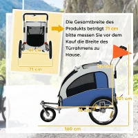PawHut 2-in-1 Hundeanhänger für Fahrrad Faltbarer Hundebuggy für kleine & mittelgroße Hunde bis 20 kg, Hellgrau(m-3)