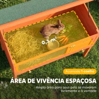 PawHut Casa de Coelhos de Madeira com Teto de Asfalto Abatível e Bandeja Removível e Porta 90x45x65 cm Madeira(m-4)