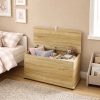 HOMCOM Cassapanca contenitore con coperchio e cerniere di sicurezza, 80x40x45 cm, legno(m-6)