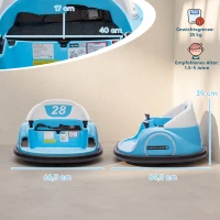 AIYAPLAY Autoscooter, 360° Rotation, 2 km/h Geschwindigkeit, Sicherheitsgurt, LED-Lichter, Musik und Hupe, Blau(m-3)