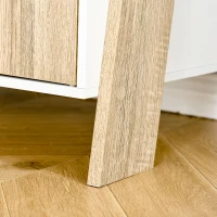 HOMCOM Estantería en Forma de Escalera de Madera Librería con 3 Estantes y 1 Armario de Almacenaje 60x40x171 cm Roble y Blanco(m-9)