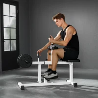 SPORTNOW Macchina per Polpacci Seduti Regolabile, per Allenamento Gambe Polpacci, Vita e Braccia, Palestra Casa Domestica, Bianco(m-2)