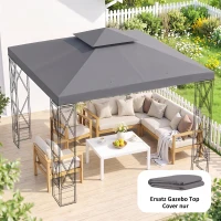 Outsunny Ersatzdach für Pavillon 3 x 3 m wasserdicht Pavillondach mit Doppeldach Ablauflöcher, Ersatzbezug Ersatzteile für Gartenpavillon Gartenzelt Dunkelgrau(m-7)