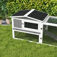 PawHut Clapier cage à lapins 2 étages tiroir déjection enclos extérieur amovible toit ouvrant 156x58x68cm bois massif pin(m-9)