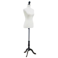 HOMCOM Mannequin-Torso, Kleiderpuppe, Schaufensterpuppe, Schaumstoff, Holz, Metall, Weiß(m-12)