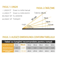 HOMCOM Rampă portabilă pliabilă pentru scaun cu rotile, 91x72 cm, din aluminiu, 270 kg, argintie(m-4)