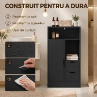 HOMCOM Dulap Baie Îngust cu 2 Sertare și Rafturi Reglabile pentru Bucătărie, Living, Hol, Negru(m-7)