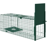 Outsunny Cușcă Capcană pentru Animale Mici cu O Ușă și Mâner, 80x25x30 cm, Verde Închis(m-11)