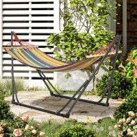 Outsunny Hamaca con Soporte Plegable 2 en 1 Tendedero con Barra Estructura de Acero para Jardín 270x100x94 cm Multicolor(m-10)