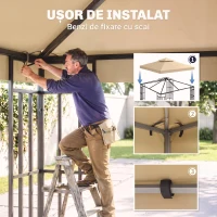 Outsunny Acoperiș de Rezervă pentru pavilion de Grădină Pânză de Rezervă pentru pavilion tonel Tendă 3 x 3 m Bej(m-5)