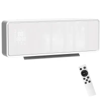 HOMCOM Wandmontierter 2000W Keramik Elektroheizer, Ventilator, Thermostat, Timer, Fernbedienung, Glaspaneel, Weiß(m-11)