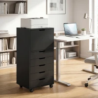 HOMCOM Mueble Archivador para Impresora con 5 Cajones y Ruedas 48x40x100 cm Negro(m-10)