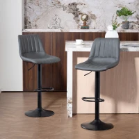 HOMCOM Barhocker 2er-Set im Retrodesign, mit Fußstütze, höhenverstellbar, 43 cm x49,5 cm x 111 cm(m-10)