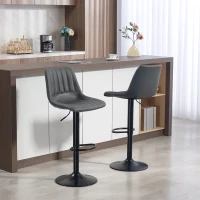 HOMCOM Barhocker 2er-Set im Retrodesign, mit Fußstütze, höhenverstellbar, 43 cm x49,5 cm x 111 cm(m-2)