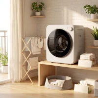 HOMCOM Mini Uscător de Rufe Portabil, Capacitate 4 kg, 5 Programe, 800/400 W, Tambur din Oțel Inoxidabil, Alb(m-8)