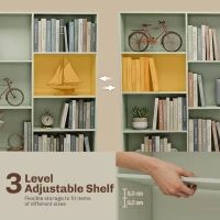 HOMCOM Bookcase with Open Storage, 6-Tier Bookshelf with Anti-Tipping Hardware, Light Green(m-5)