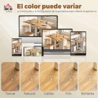 HOMCOM Conjunto Mesa de Comedor Plegable y 4 Taburetes Ocultos 2 Alas Abatibles Ruedas Estantes Roble(m-8)