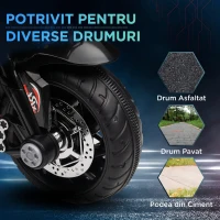HOMCOM Motocicletă Electrică pentru Copii 3-5 Ani, max. 25 kg, 3 Roți, Lumini și Sunete, Baterie 6V, Negru, 86x42x52 cm(m-6)