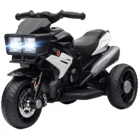 HOMCOM Motocicletă Electrică pentru Copii 3-5 Ani, max. 25 kg, 3 Roți, Lumini și Sunete, Baterie 6V, Negru, 86x42x52 cm(m-12)