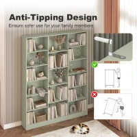 HOMCOM Bookcase with Open Storage, 6-Tier Bookshelf with Anti-Tipping Hardware, Light Green(m-7)