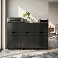 HOMCOM Mueble Archivador para Impresora con 5 Cajones y Ruedas 48x40x100 cm Negro(m-5)