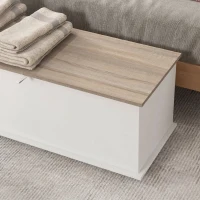 HOMCOM Ladă de Depozitare pentru Interior 113L cu Capac Rabatabil din Lemn pentru Dormitor și Hol, 100 x 40 x 40 cm, Alb(m-8)