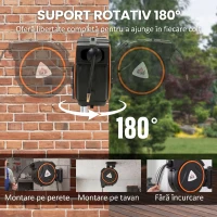 HOMCOM Tambur Automat Retractabil pentru Furtun 20 m, Montare pe Perete, Pivotant 180°, Negru și Portocaliu(m-7)