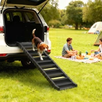 PawHut Rampa para Cães Dobrável 154 cm Rampa para Cães para Carro e Cama com 10 Degraus Antideslizantes Suporta até 68 kg Preto(m-2)