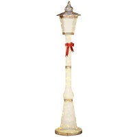 Outsunny 2,15 m beleuchteter Laternenpfahl, 155 LEDs, Outdoor-Weihnachtslaterne, Rote Schleife, wasserfest, für Garten, Terrasse(m-11)