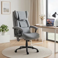 HOMCOM Ergonomischer Massage-Bürostuhl mit 4 Knetpunkten, Chefsessel mit hoher Butterfly-Rückenlehne, breitem Sitz, Grau(m-10)