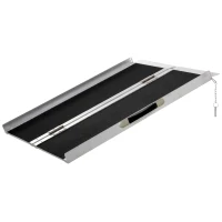HOMCOM Rampă portabilă pliabilă pentru scaun cu rotile, 91x72 cm, din aluminiu, 270 kg, argintie(m-12)