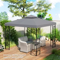 Outsunny Acoperiș de Rezervă pentru Foișor 3x3m cu Design pe Două Niveluri, Rezistent la Razele UV, Gri Închis(m-2)