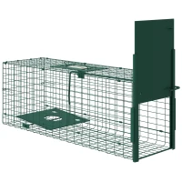 Outsunny Cușcă Capcană pentru Animale Mici cu O Ușă și Mâner, 80x25x30 cm, Verde Închis(m-1)