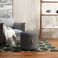 HOMCOM Hocker, Fußhocker in einem modernen Design, Dunkelgrau + Braun(m-10)