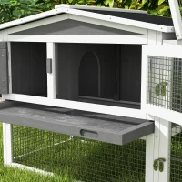 PawHut Clapier cage à lapins 2 étages tiroir déjection enclos extérieur amovible toit ouvrant 156x58x68cm bois massif pin(m-8)