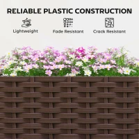 Outsunny Plastic Raised Planter with Trellis, Self Watering Raised Bed for Garden with Wheels, Drainage Holes and Plugs(m-8)