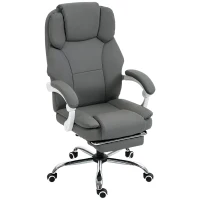 HOMCOM Scaun birou ergonomic, fotoliu înclinat din piele sintetică potrivită pentru animale, înălțime reglabilă, Gri(m-9)