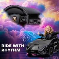 HOMCOM Lamborghini Sian Licensed Electric Car for Kids, 12V Kids Electric Ride on Car with Dual Motors, Remote Control, Black(m-7)