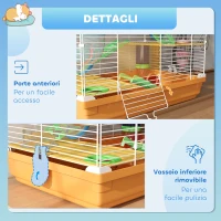 PawHut Gabbia per Criceti a 5 Livelli con Tubi, Ruota, Scale, Casetta e Bottiglia, 46x30x58 cm, Arancione(m-7)