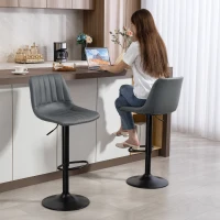 HOMCOM Barhocker 2er-Set im Retrodesign, mit Fußstütze, höhenverstellbar, 43 cm x49,5 cm x 111 cm(m-8)