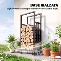 Outsunny Portalegna per Interni ed Esterni con Larghezza e Altezza Regolabili, Base Rialzata, in Acciaio, Nero(m-6)