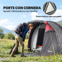 Outsunny Tienda de Campaña Familiar 2 Personas Plegable Impermeable a Prueba de UV 20+ con Vestíbulo 426x206x154 cm Gris Oscuro(m-5)