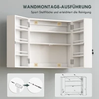 HOMCOM Medizinschrank abschließbar 2-türig Hängend Medikamentenschrank mit 11 Fächer 2 Schlüssel, 53 x 20 x 53 cm, Weiß(m-8)