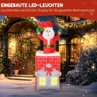 Outsunny Aufblasbare Weihnachtsdekoration, Weihnachtsmann in Schornstein, LEDs, Gebläse(m-4)