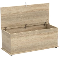 HOMCOM Banco de Almacenaje con Bisagra de Seguridad Estilo Moderno para Pasillo Dormitorio Salón 100x40x40 cm Roble(m-1)