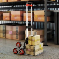 HOMCOM Faltbarer Treppensteiger-Trolley, 6-Rad-System, trägt 70 kg, Aluminium, Rot(m-2)