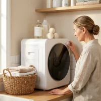 HOMCOM Mini Uscător de Rufe Portabil, Capacitate 4 kg, 5 Programe, 800/400 W, Tambur din Oțel Inoxidabil, Alb(m-9)