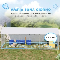 PawHut Recinto per Cani da Esterno con Rete Zincata e Serratura, in Acciaio e Tessuto Oxford, 6x2.3x2 m, Argento(m-5)