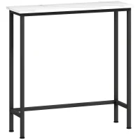HOMCOM Konsolentisch Flurtisch mit verstellbar Fußpads, Kippschutz 75 x 24 x 76 cm für Kleinen Raum Schwarz(m-1)